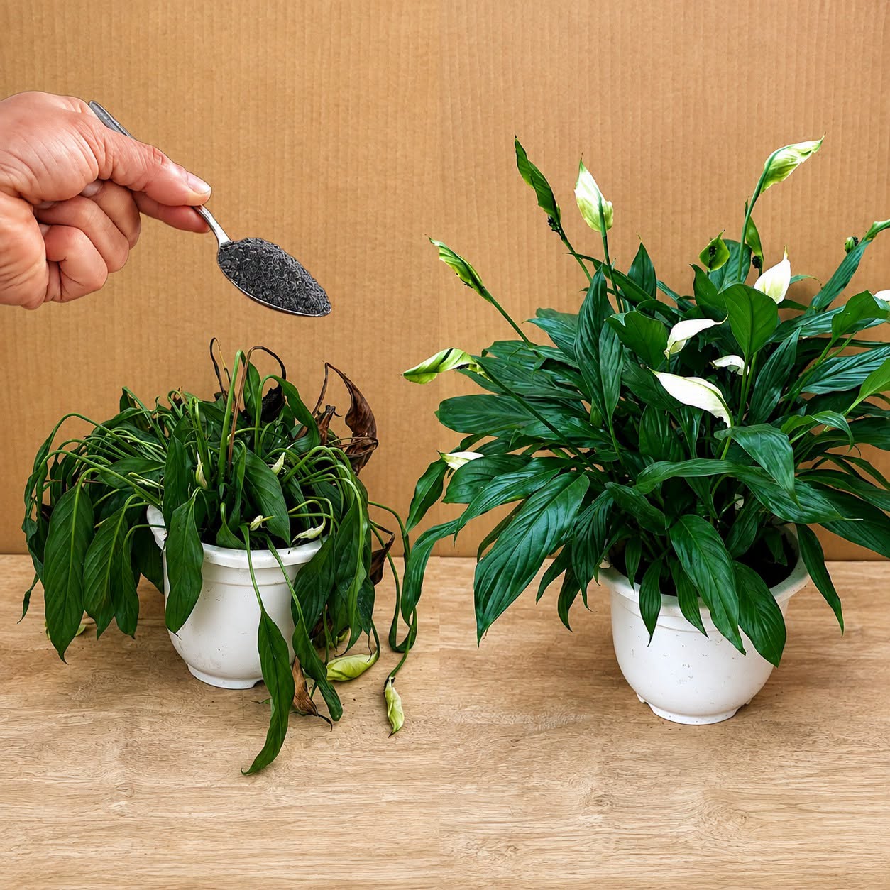 1 evőkanálnyit közvetlenül a cserépbe, és a SPATHIPHYLLUM (Spathiphyllum) újra gyönyörűen virágzik: ÍME a recept, ami megmentette!